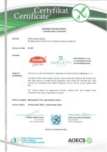 GFSP - Certyfikat Polskiego Stowarzyszenia Osób z Celiakią i na Diecie Bezglutenowej